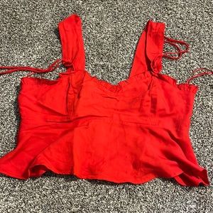 Red Zara Cropped Tank Top
